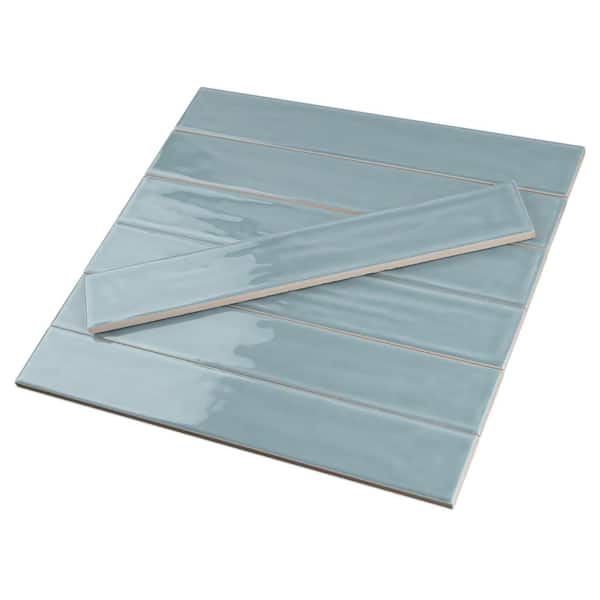 MOLOVO Nova Ocean 1.97 in. x 11.81 in. Polished Ceramic Subway