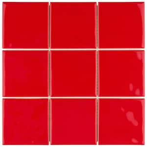 Twist Square Red Cherry 11-3/4 in. x 11-3/4 in. Ceramic Mosaic Tile (9.8 sq. ft./Case)