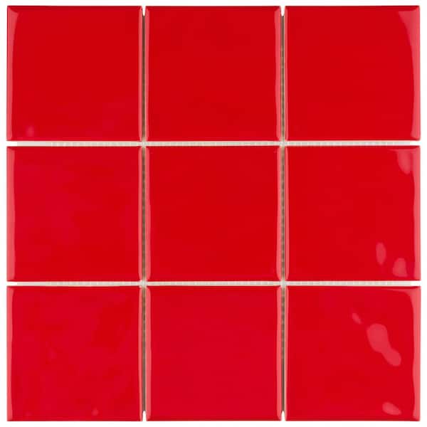 Merola Tile Twist Square Red Cherry 11-3/4 in. x 11-3/4 in. Ceramic Mosaic Tile (9.8 sq. ft./Case)