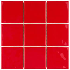 Twist Square Red Cherry 11-3/4 in. x 11-3/4 in. Ceramic Mosaic Tile (9.8 sq. ft./Case)