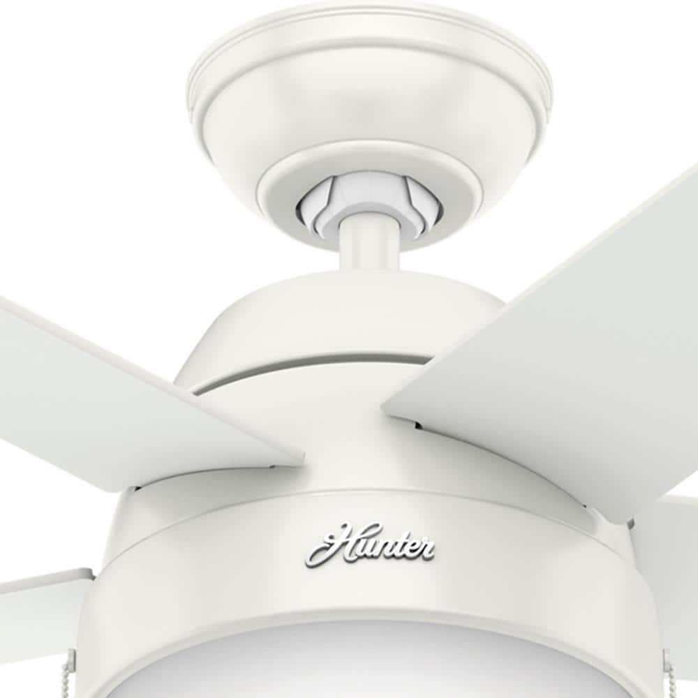 46" Fresh White and Natural Wood Ceiling Fan with LED Light
