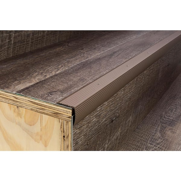 1-1/8 in. x 1-1/8 in. x 72 in. Fluted Spice Aluminum Stair Nosing w/ Screw Nails