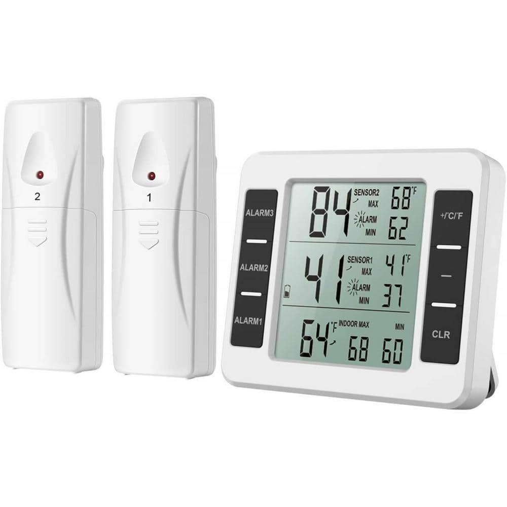 Indoor Wireless Refrigerator Thermometer with Alarm, Sensor Temperature for