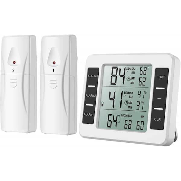 Aoibox Indoor Wireless Refrigerator Thermometer with Alarm, Sensor Temperature for Kitchen in White