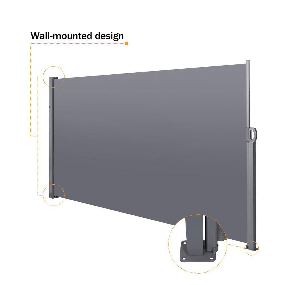 Dark Grey 118'' x 63'' Retractable Outdoor Privacy Screen Awning