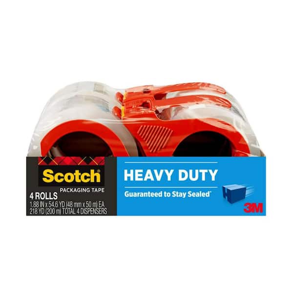 1.88 in. x 163.8 ft. Heavy Duty Shipping Packaging Tape with Dispensers (Case of 6,4-Packs)
