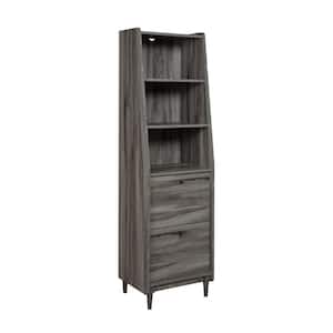 Harvey Park 70.394 in. Jet Acacia 3-Shelf Accent Bookcase with File Storage