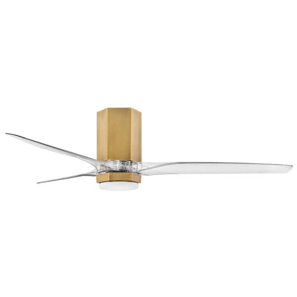 HINKLEY - FACET 52.0 in. Integrated LED Indoor/Outdoor Heritage Brass Ceiling Fan with Remote Control