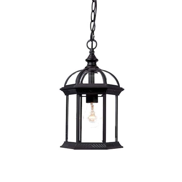 Dover Collection 1-Light Matte Black Outdoor Hanging Lantern