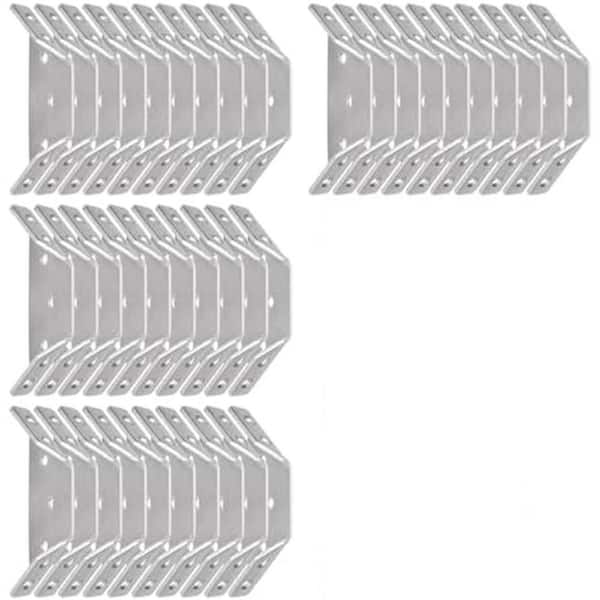 KIWDZFU 40 PCS Universal Stainless Steel Furniture Corner Connectors Triangular Support Metal Angle Brackets for Wood Furniture