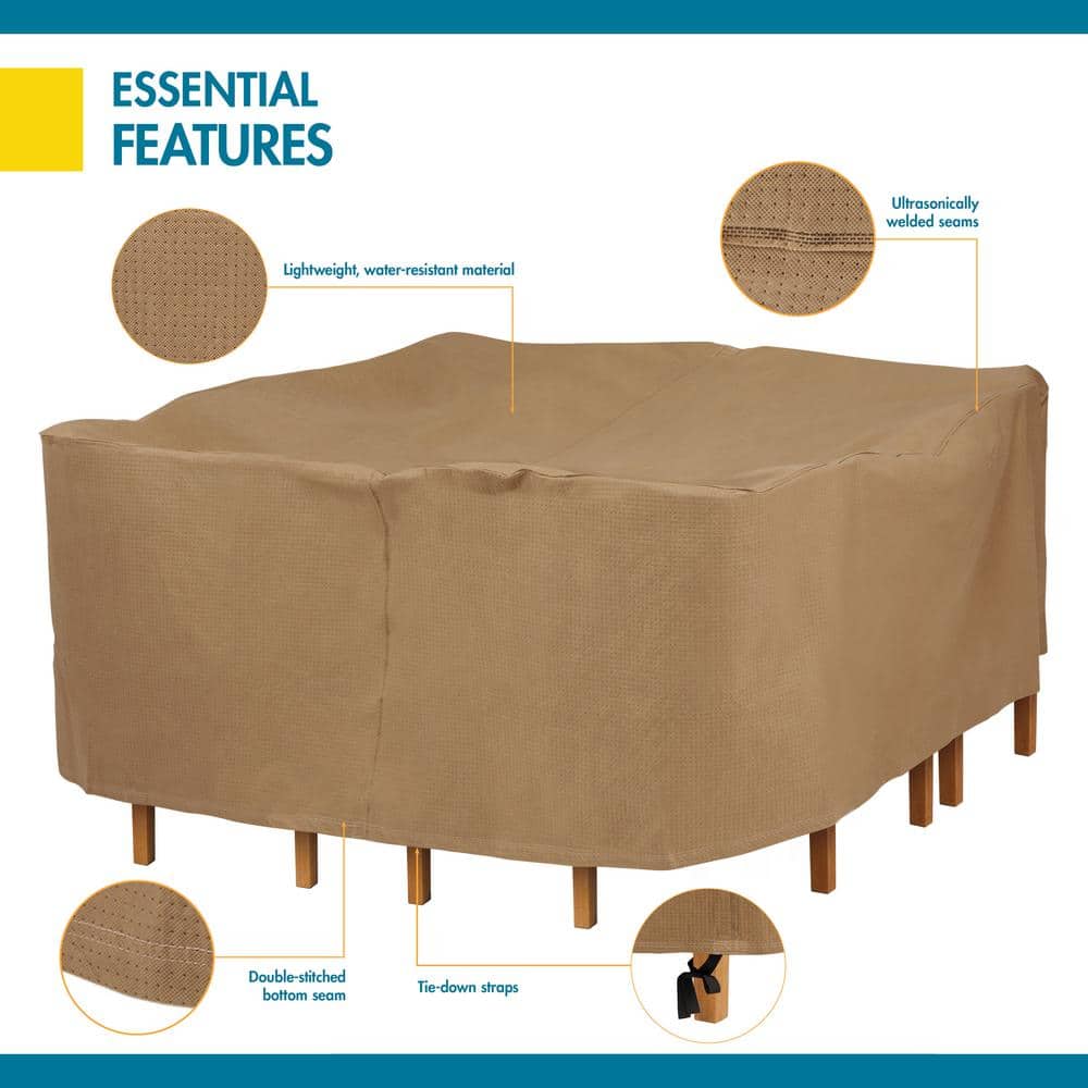 Latte Water-Resistant 76 Inch Square Patio Table & Chair Cover