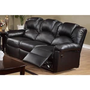 80 in. Round Arm 3-Seater Reclining Sofa in Black