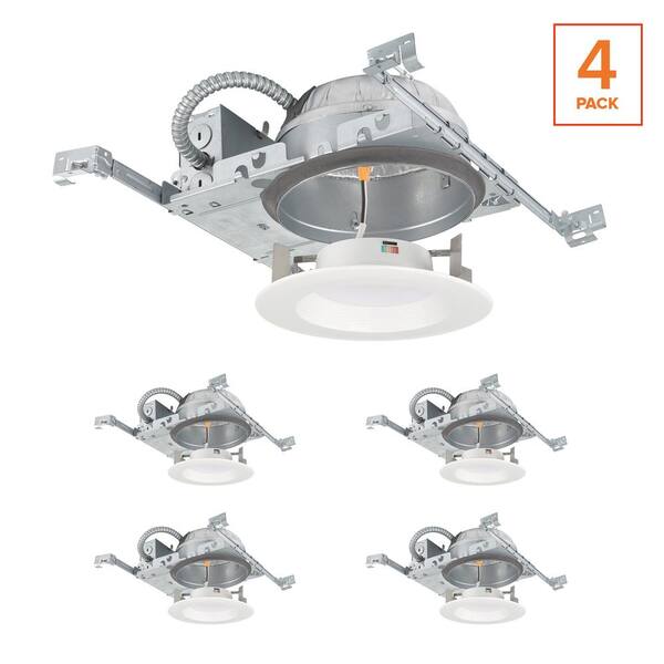 Commercial Electric 6 in. Selectable CCT LED Recessed Trim and Shallow Housing Kit (4-Pack)