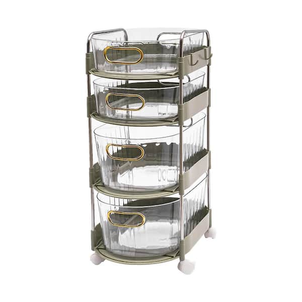 YIYIBYUS 15.6 in. W x 24 in. H x 9.4 in. D Plastic Pull-Out 4-Drawer Storage Rolling Cart with Universal Wheels