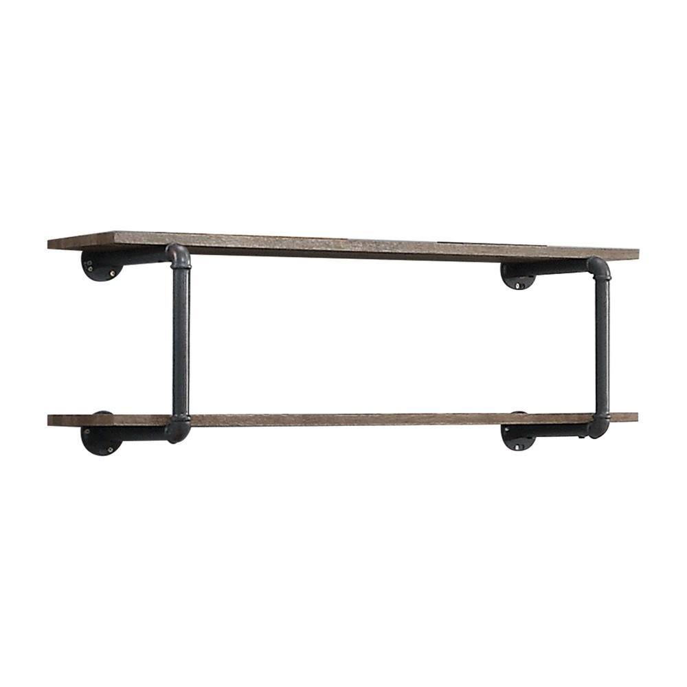 39 in. W x 11 in. D Sandy Gray 2 Wooden Tier Shelves Wall Rack Decorative W