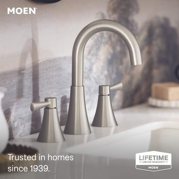 Ronan 8 in. Widespread 2-Handle Curved Bathroom Faucet in Spot Resist Brushed Nickel (Valve Included)