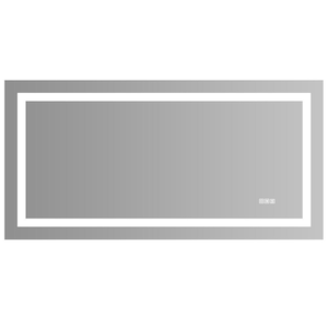 72 in. W x 36 in. H Large Rectangular Frameless Anti-Fog and Dimming Wall LED Bathroom Vanity Mirror in Silver