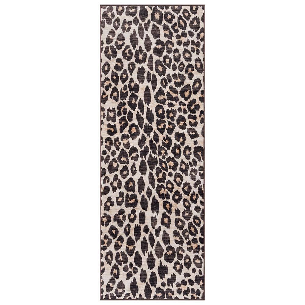 Crystal Print Lennie Leopard Gold/Black 2 ft. x 6 ft. Animal Print Digitally Printed Polyester Runner Rug price history on PriceWatchPro