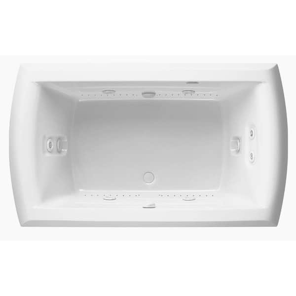 Aquatic Riviera Motif 72 in. x 42 in. Rectangular Whirlpool Acrylic Center Drain Drop-In Air Bath/Bathtub with Heater in White