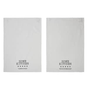 Down Home Soft White Graphic 5 Star Review Cotton Kitchen Tea Towel Set (Set of 2)