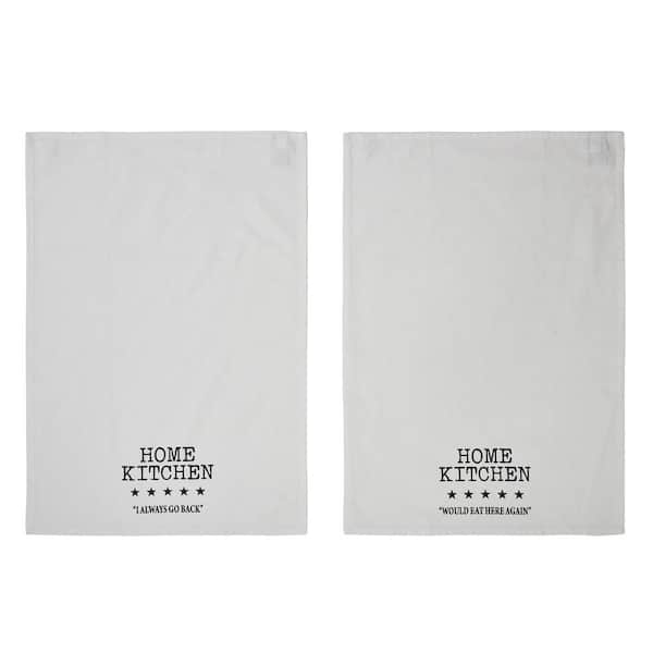 VHC Brands Down Home Soft White Graphic 5 Star Review Cotton Kitchen Tea Towel Set (Set of 2)