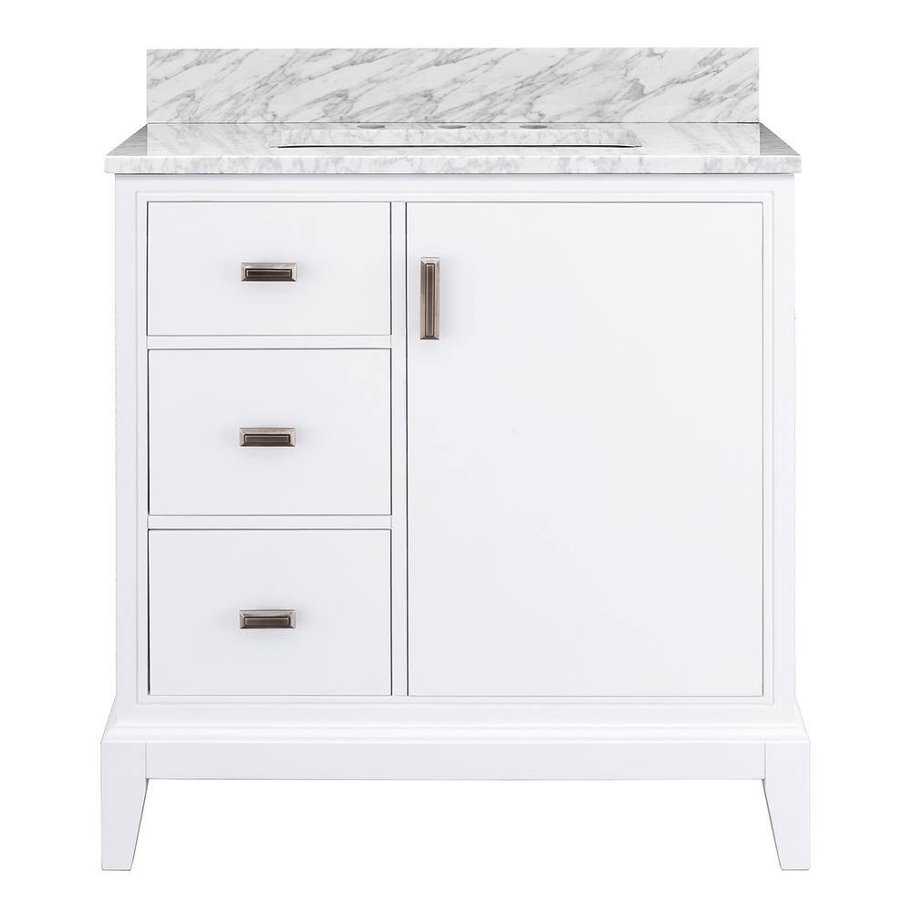 Shaelyn 31 in. Single Sink Sink White Bath Vanity with Carrara White Marble Top (Assembled) price history on PriceWatchPro