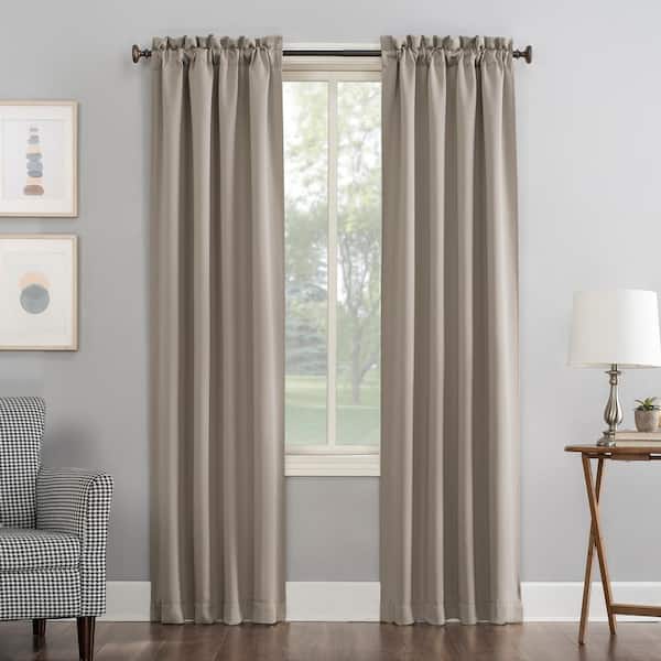 Sun Zero Gavin Energy Saving Stone Polyester 40 in. W x 84 in. L Rod Pocket Blackout Curtain (Single Panel)