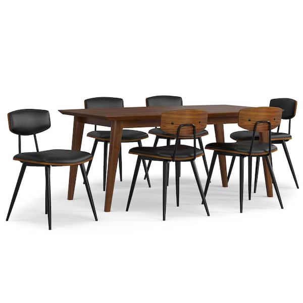 Simpli Home Mavis / Colby 7-Piece Wood Dining Set in Black