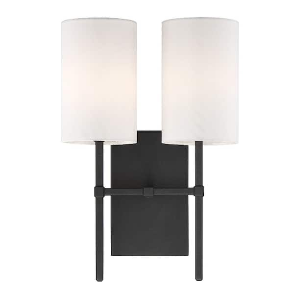 Crystorama Veronica 2-Light Black Forged Sconce