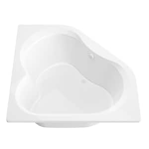 Beryl 5 ft. Acrylic Center Drain Corner Drop-in Non-Whirlpool Bathtub in White