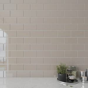 Light Taupe 3 in. x 6 in. x 8 mm Glass Subway Wall Tile (5 sq. ft./case)