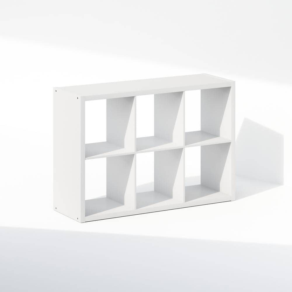 Furinno Cubic 43.78 in. Tall White Wood 6-Cube Bookcase NLU22005WH