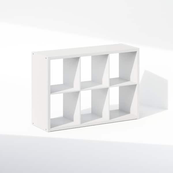 Furinno Cubic 43.78 in. Tall White Wood 6-Cube Bookcase
