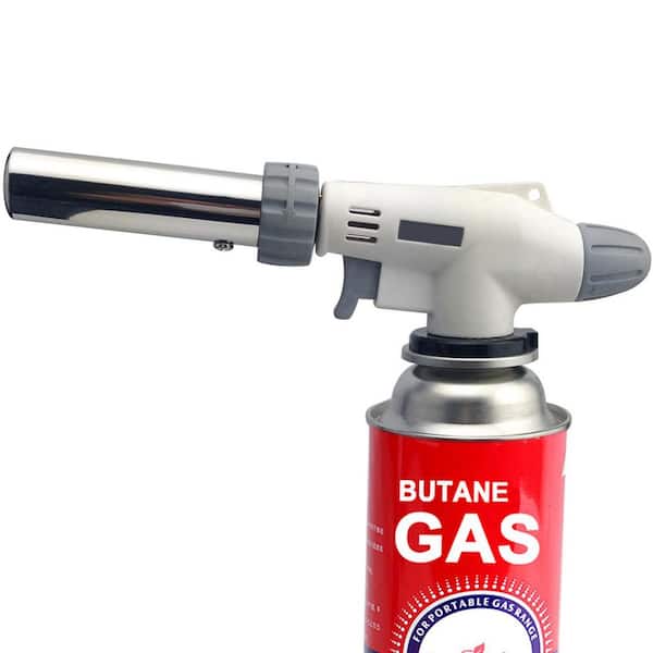 Butane Fuel Only Metal Culinary Torch Head Adjustable Flame Reverse Use Piezo Ignition for Cooking and BBQ