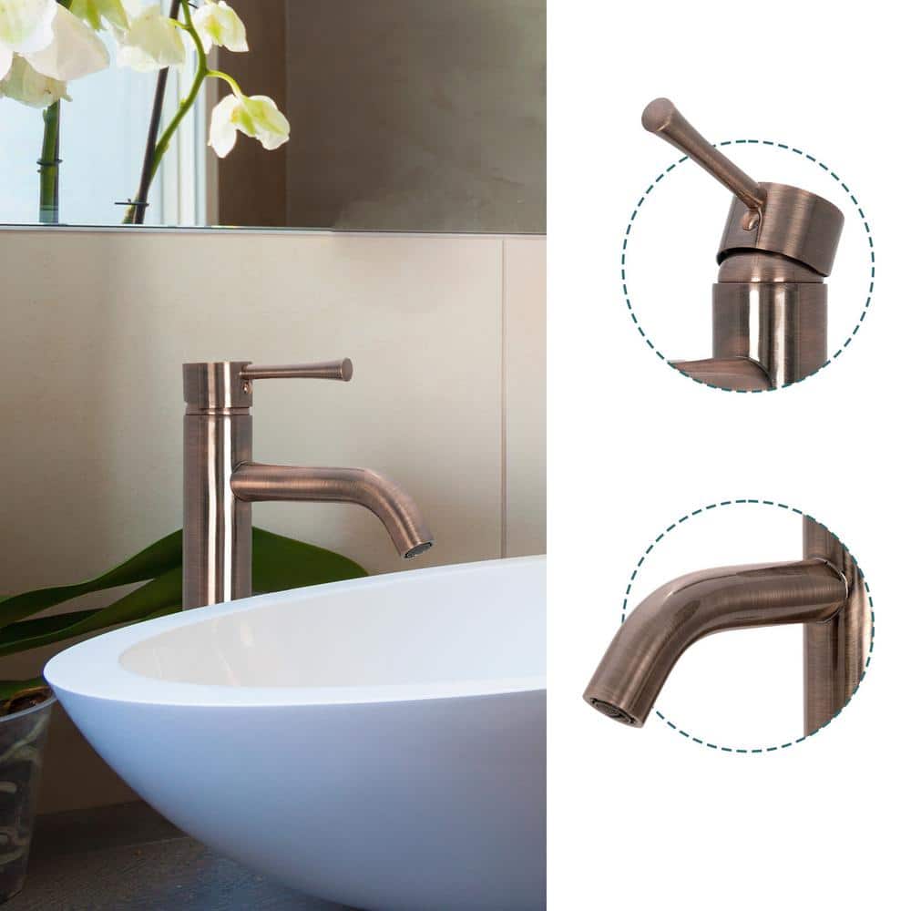 Antique Copper Solid Brass Single-Handle Vessel Sink Faucet