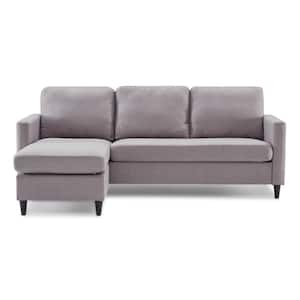 Clipper 82.6 in. W Square Arms 2-Piece Linen Modern Straight Sectional Sofa in Gray