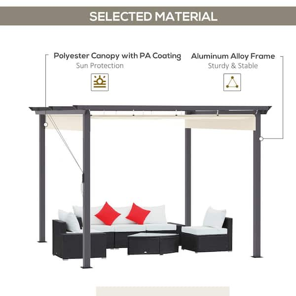 Outsunny 10' x 10' Retractable Pergola Canopy Patio Gazebo Sun