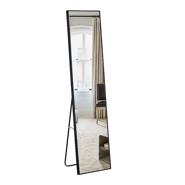 Unbranded 15 in. W x 58 in. H Fourth Generation Rectangle Black Frame Full Length or Wall Mounted Mirror, for Living Room Bedroom