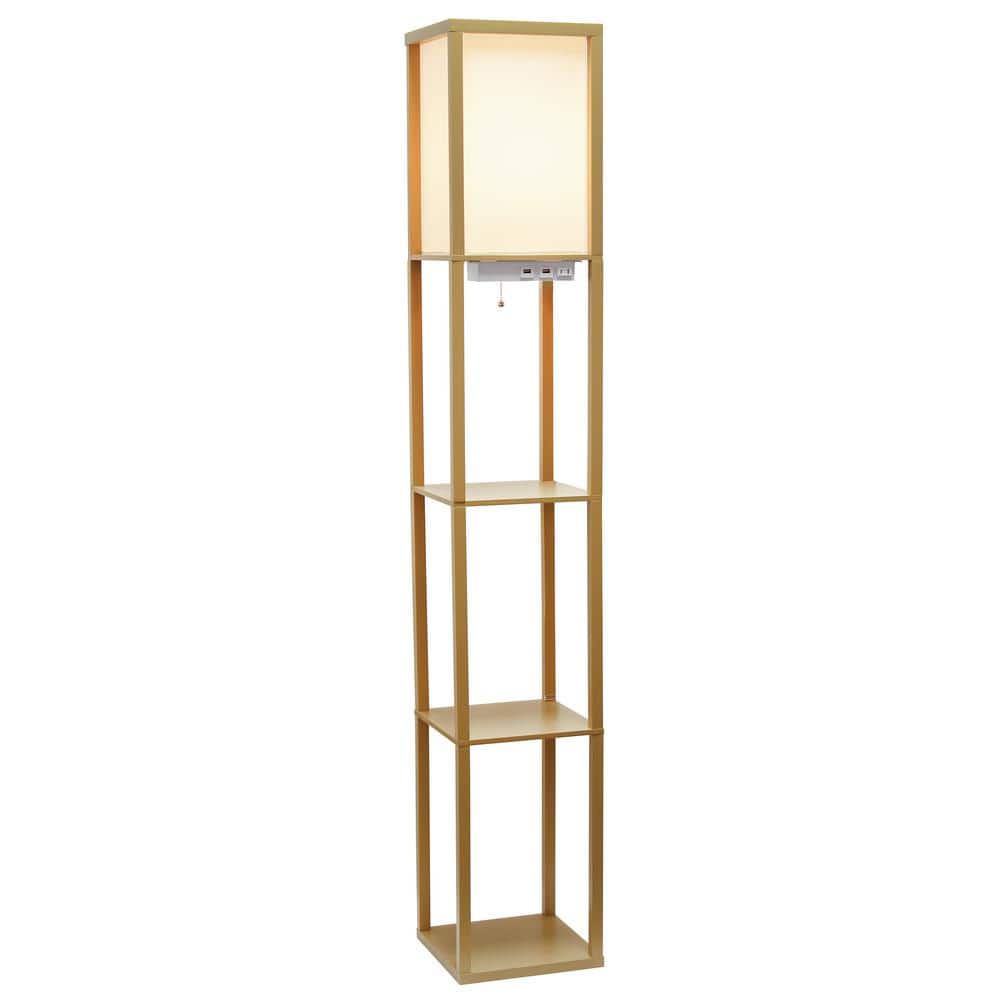 Classix 62.5" Tan and White 3-Tier Shelf Floor Lamp