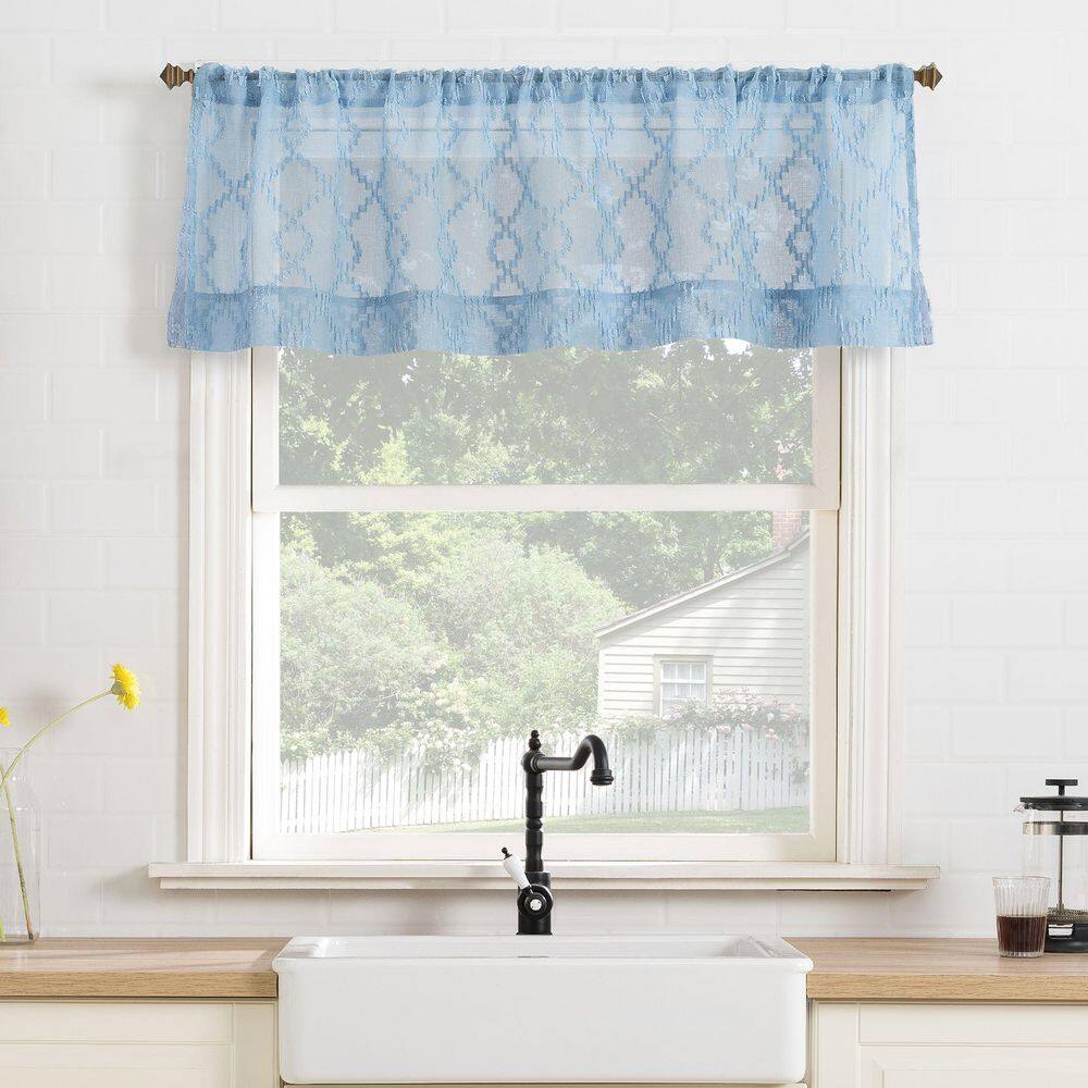 Tranquil Blue 24" Sheer Polyester Rod Pocket Curtain Set