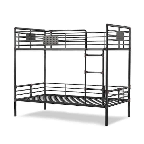 Furniture of America Albin Antique Black Queen Over Queen Metal Bunk Bed