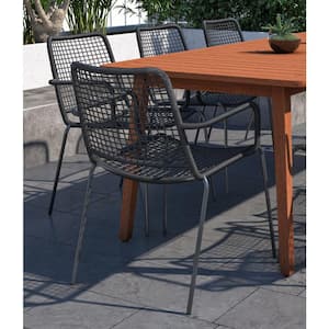Danube Black Stacking Metal Outdoor Dining Chair (4-Pack)