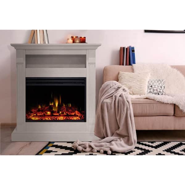 Cambridge Sienna 34 in. Electric Fireplace Heater in White with