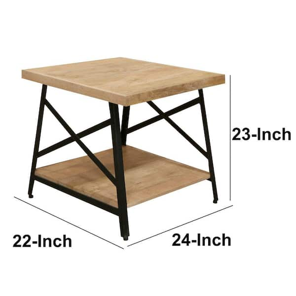 Emerald home chandler rustic industrial solid wood online and steel coffee table with open shelf