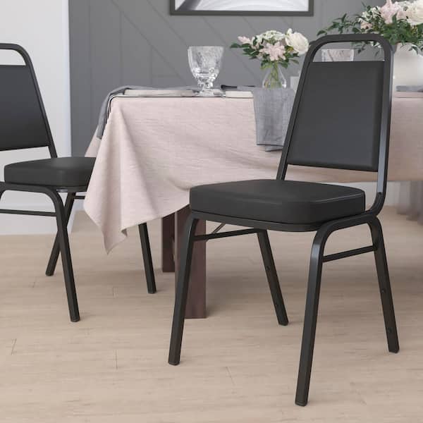 Hercules Vinyl Trapezoidal Back Stacking Ergonomic Banquet Chair in Black