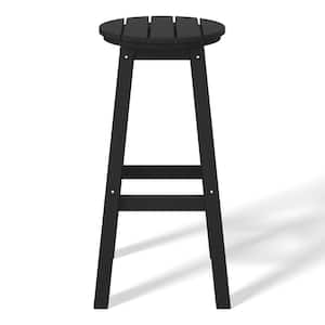 Laguna 29 in. HDPE Plastic All Weather Backless Round Seat Bar Height Outdoor Bar Stool in Black (Set of 3)