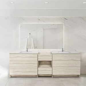 Element 92 in. W x 22 in. D x 35 in. H Double Sink Bath Vanity in Light Oak with Galaxy White Quartz Top