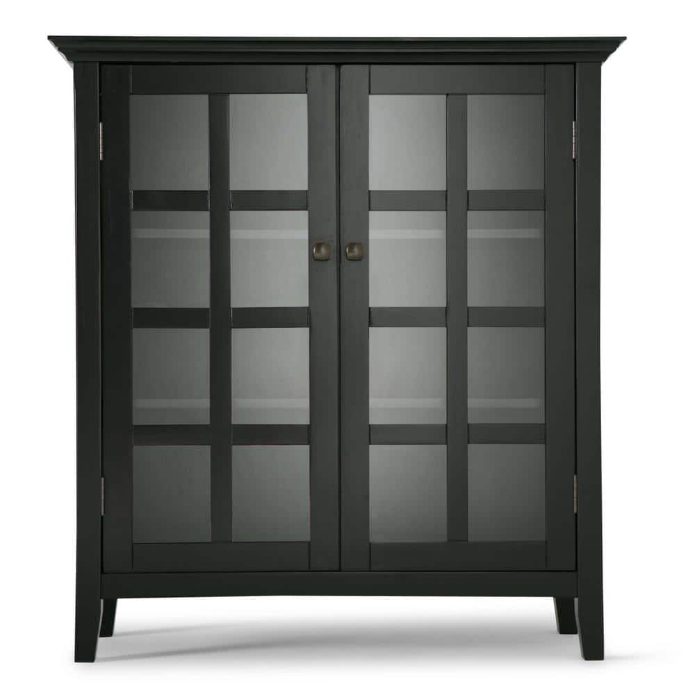 Acadian 39" Black Solid Pine Freestanding Storage Cupboard with Adjustable Shelves