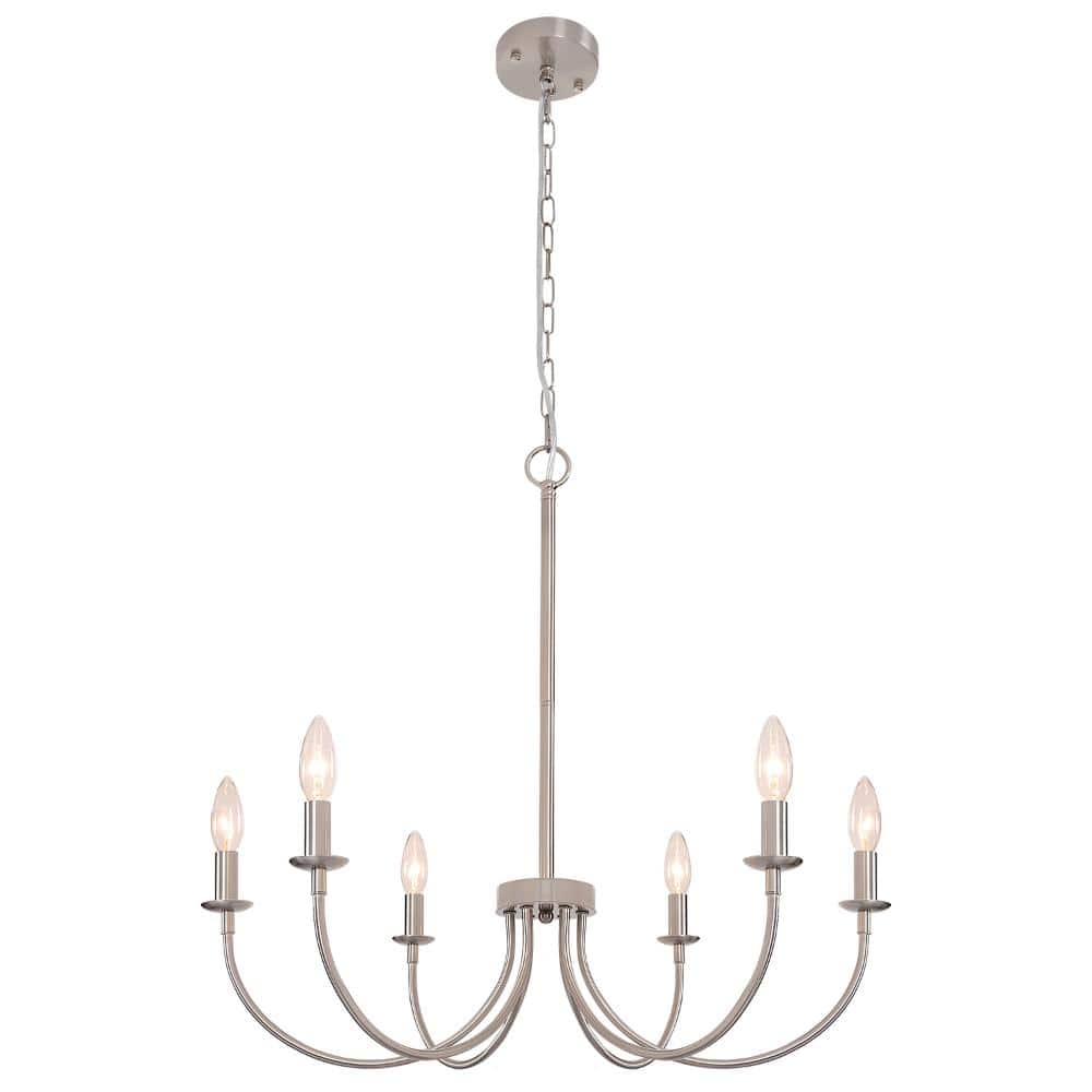 Farmhouse 6-Light Dimmable Brushed Nickel Candle Chandelier price history on PriceWatchPro