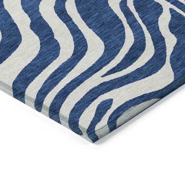 Chantille Machine Washable Indoor/Outdoor Abstract ACN1042 Navy 9 ft. x 12 ft. Area Rug